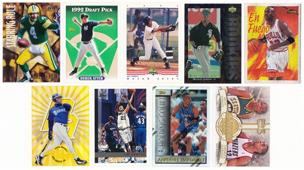 1990s Multi-Sport Modern Insert & Rookie Card Collection (22) Including Jordan, Jeter, Griffey, Duncan & Favre 